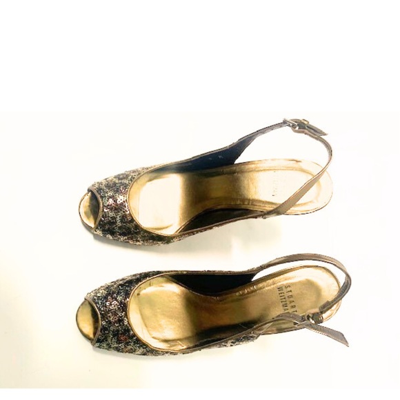 Stuart Weitzman Bronze Glitter Heels - Picture 6 of 8
